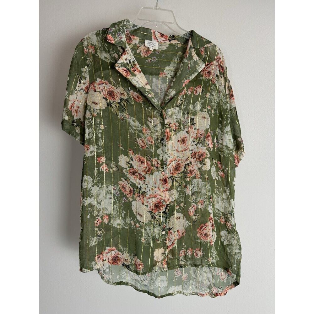 Hemant & Nandita Button Down Short Sleeve Blouse … - image 1